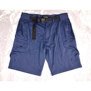 Denali Blue Utility Cargo Shorts Men's 40 Utility Belted Mesh Pockets Inseam 11"